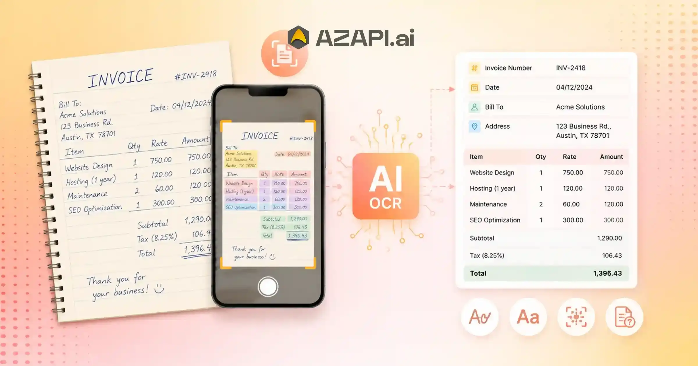 invoice ocr api for handwritten invoices
